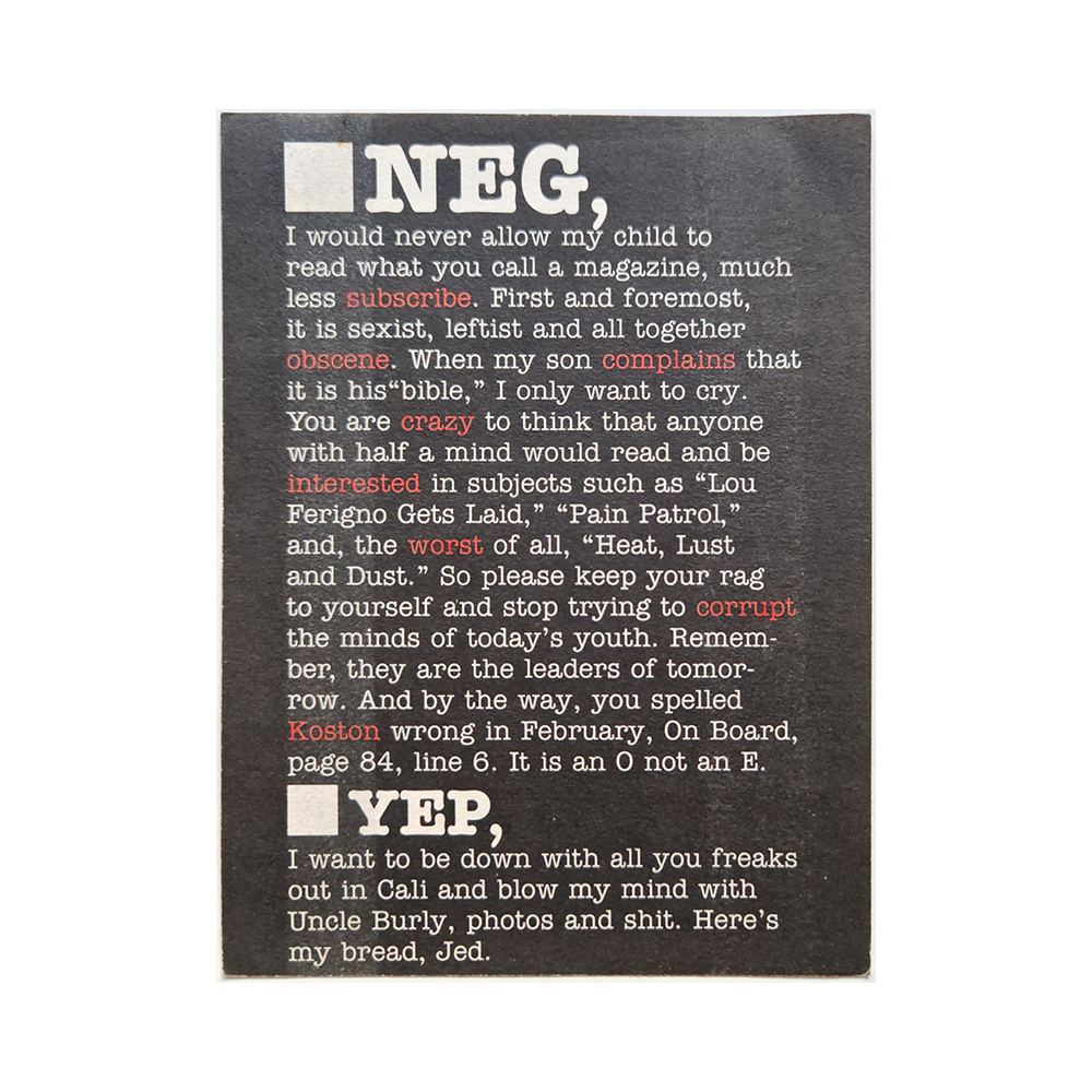 Suscription card from the skateboarding magazine Thrasher Magazine