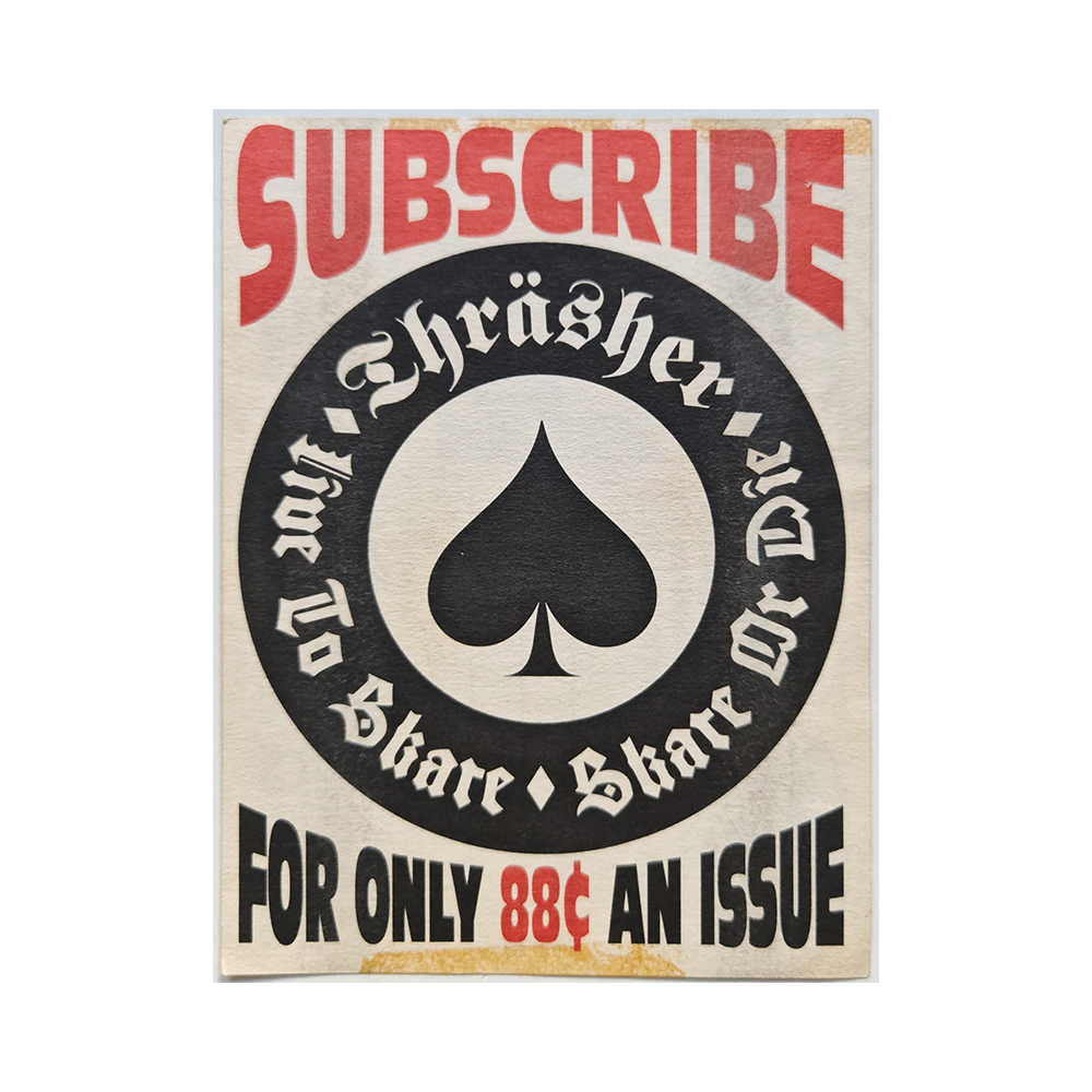 Suscription card from the skateboarding magazine Thrasher Magazine